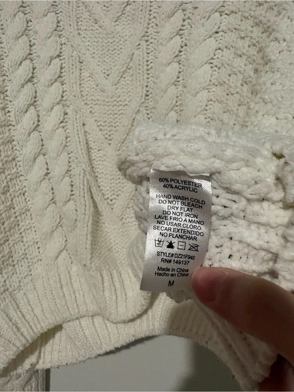 Altar’d State Cozy Cropped Cable Knit Sweater Cream size medium - Picture 4 of 5